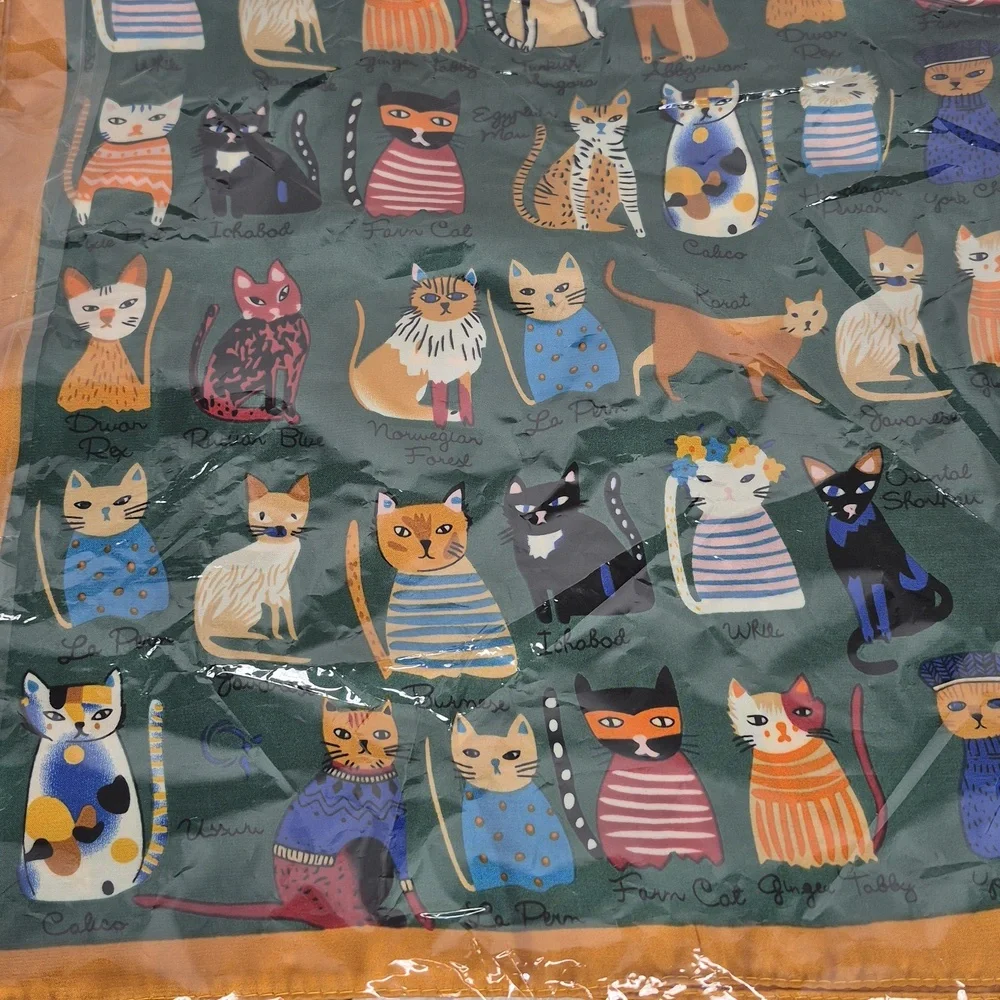 Cat Colorful Print Scarf (Green) - Picture 6 of 13